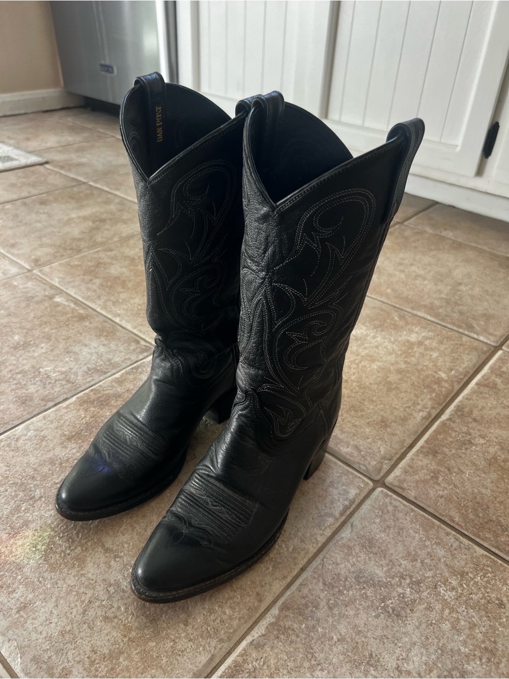 Dan Post Black Leather Western Heeled Boots - Women's